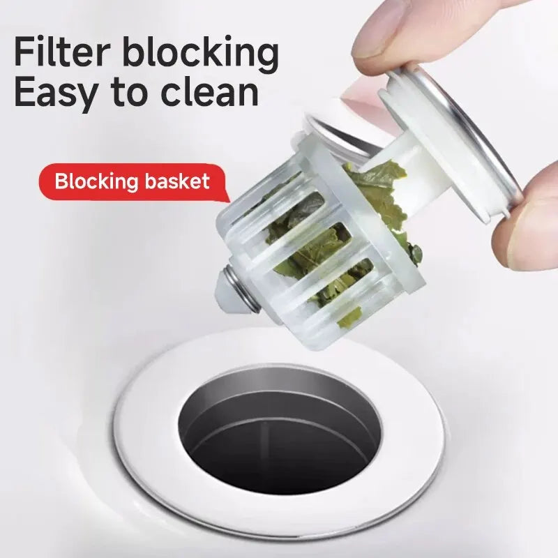 Universal Pop-Up Sink Drain Stopper with Hair Catcher | Anti-Clog Bathroom Basin Filter