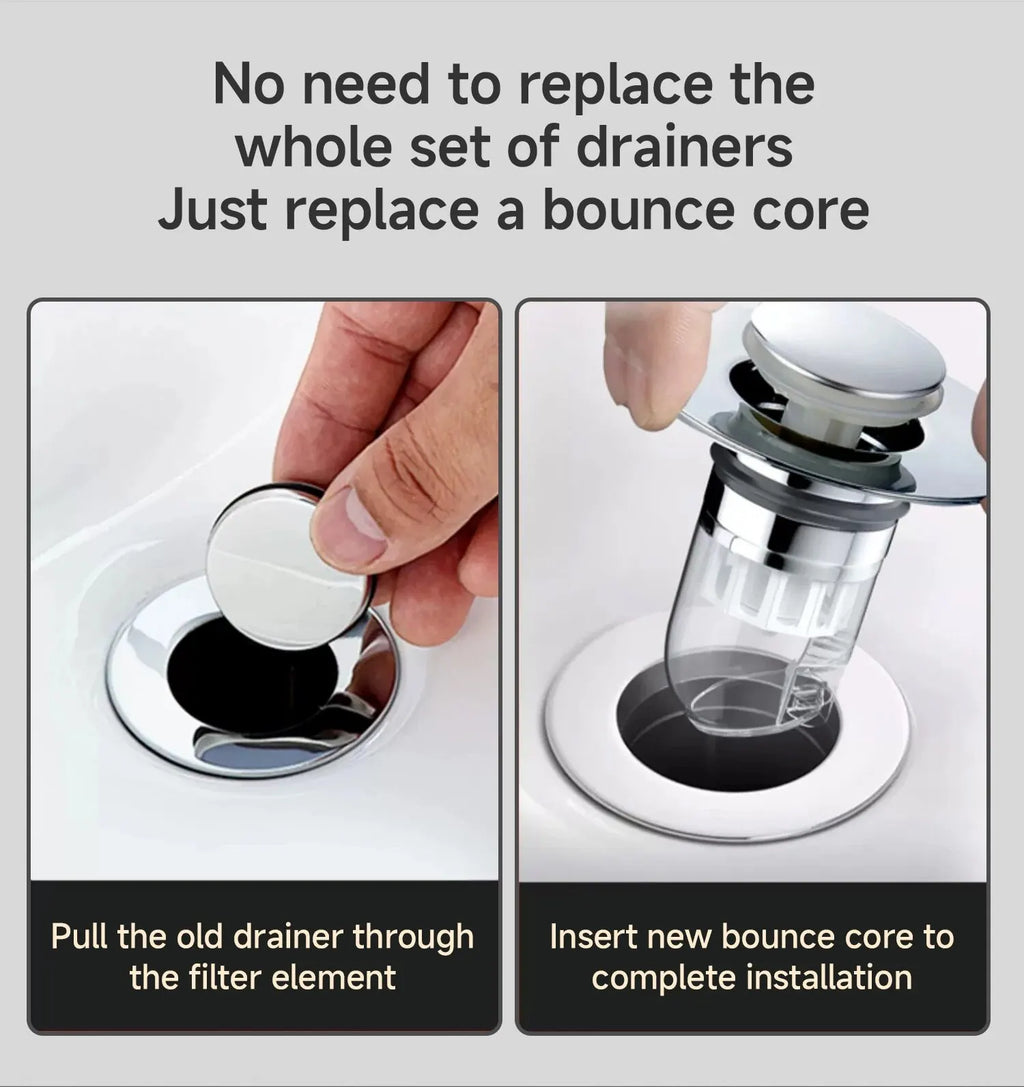 Universal Pop-Up Sink Drain Stopper with Hair Catcher | Anti-Clog Bathroom Basin Filter