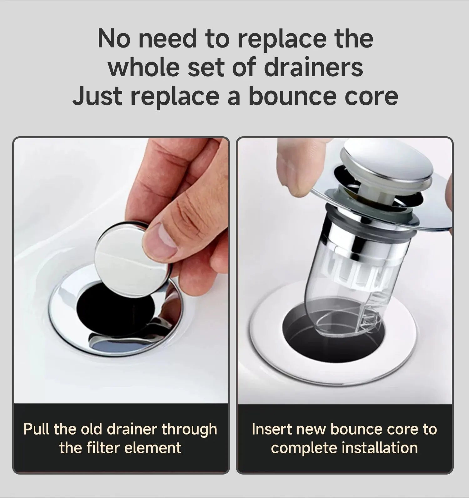 Universal Pop-Up Sink Drain Stopper with Hair Catcher | Anti-Clog Bathroom Basin Filter