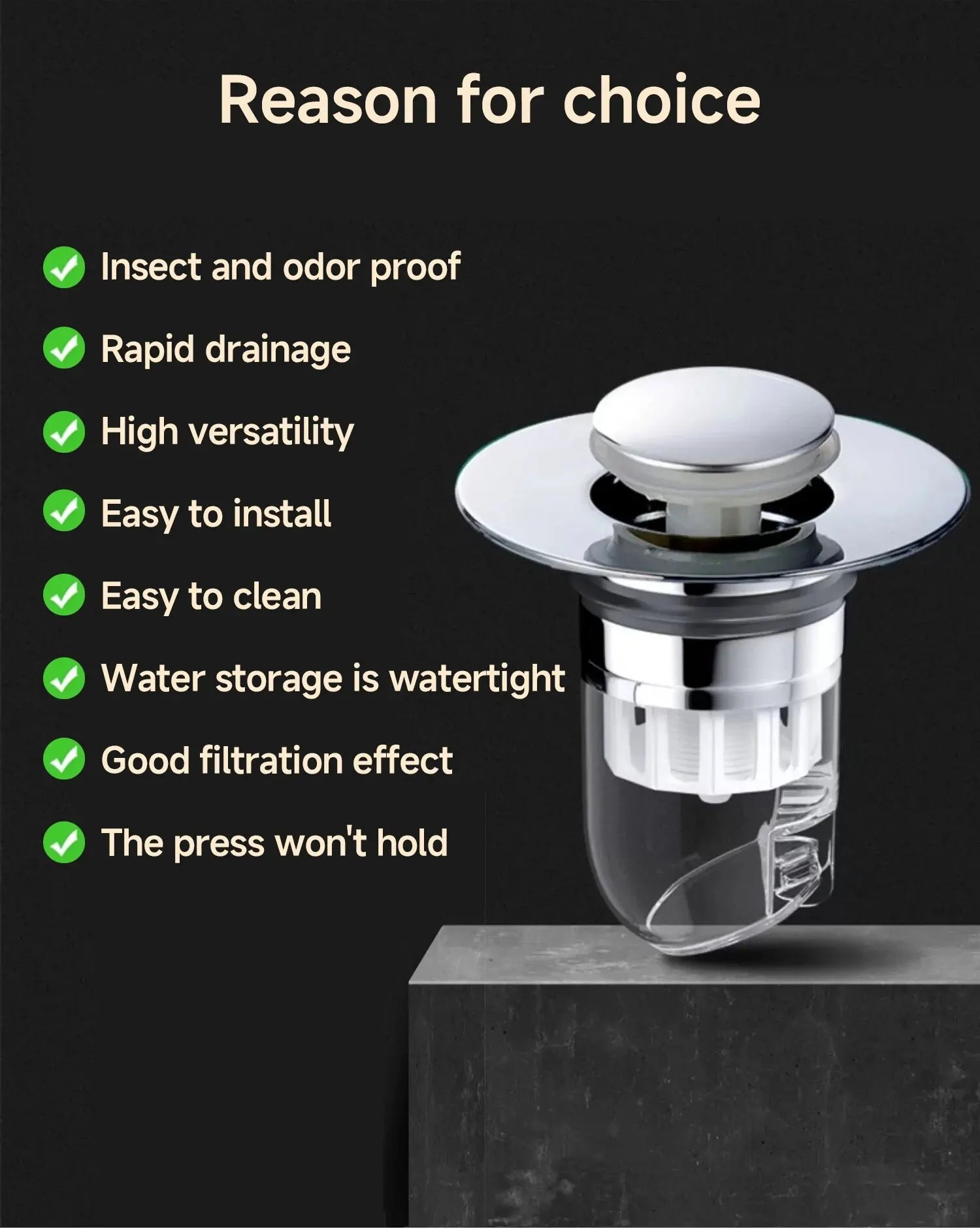 Universal Pop-Up Sink Drain Stopper with Hair Catcher | Anti-Clog Bathroom Basin Filter